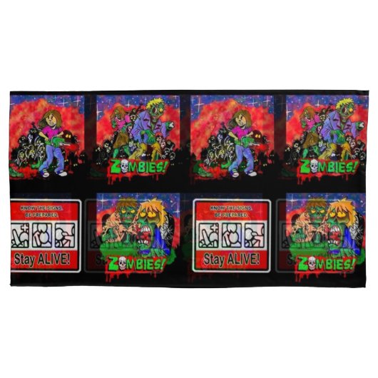 Zombie Cartoon Pattern Kussensloop (Voorkant)