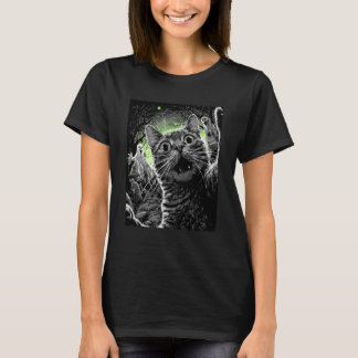 Zombie Cat Selfie Funny Scary Halloween Cemetery G T-shirt