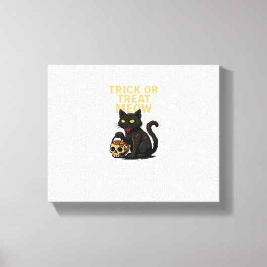Zombie Cat – Trick or treat Meow Halloween Design Canvas Afdruk (Voorkant)
