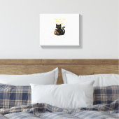Zombie Cat – Trick or treat Meow Halloween Design Canvas Afdruk (Insitu (Slaapkamer))
