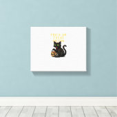 Zombie Cat – Trick or treat Meow Halloween Design Canvas Afdruk (Insitu (Houten vloer))