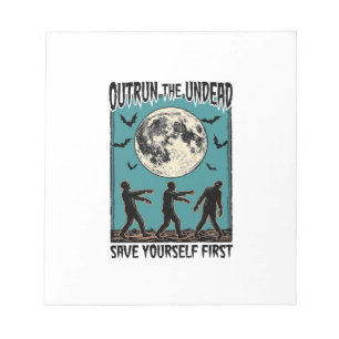 Zombie Chase T-shirt Vintage Ondead Escape Grafisc Notitieblok