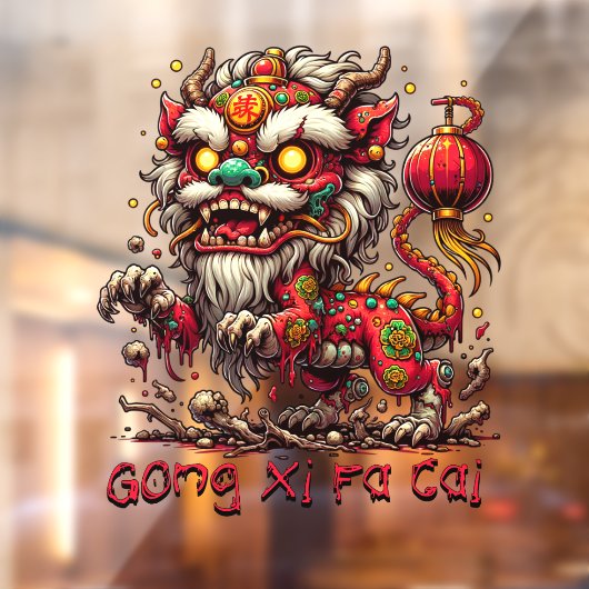 Zombie Chinees Nieuwjaar Leeuw Raamsticker (Vel 2)