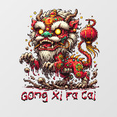 Zombie Chinees Nieuwjaar Leeuw Raamsticker (Vel)