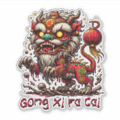 Zombie Chinees Nieuwjaar Leeuw Sticker (Voorkant)