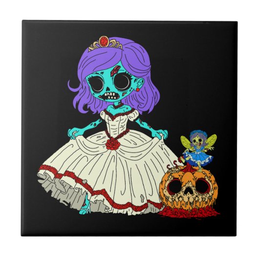 Zombie Cinderella Tegeltje (Voorkant)