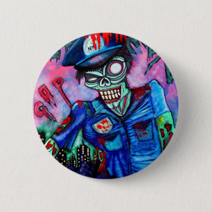 Zombie Cop Ronde Button 5,7 Cm