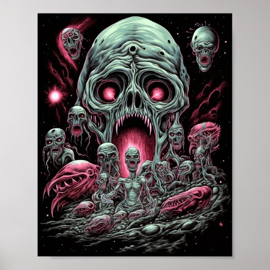 Zombie Creatures Sci-fi Horror Art Poster (Voorkant)