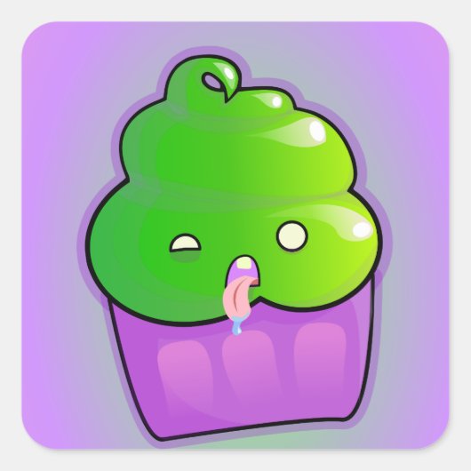 Zombie Cupcake Vierkante Sticker (Voorkant)