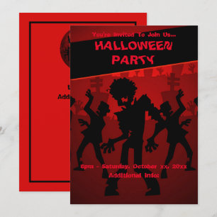 Zombie Dans Party Halloween Sinaasappel Kaart