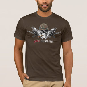 Zombie Defense Force Winged Skull met Helmet T-shirt