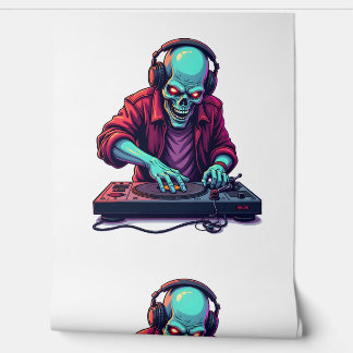 Zombie DJ � Muziektestival Halloween T-shirt Behang