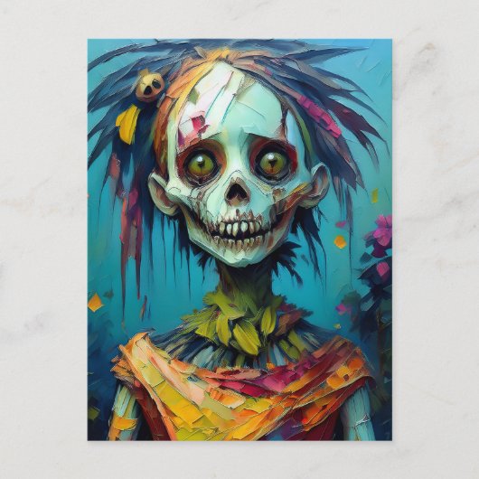 Zombie Doll with Yellow Eyes and Tattered Dress Briefkaart (Voorkant)
