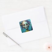 Zombie Doll with Yellow Eyes and Tattered Dress Vierkante Sticker (Envelop)