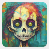 Zombie Doll with Yellow Eyes Vierkante Sticker (Voorkant)