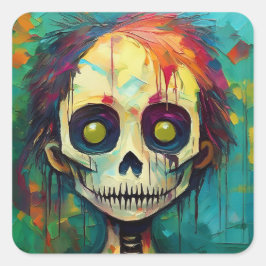 Zombie Doll with Yellow Eyes Vierkante Sticker