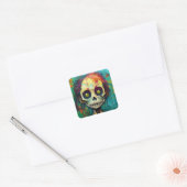 Zombie Doll with Yellow Eyes Vierkante Sticker (Envelop)