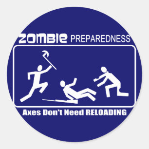 Zombie-draaiassen draaiende WHITE-ontwerp Ronde Sticker