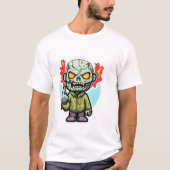 ZOMBIE dude middelvinger Halloween gemakkelijk kos T-shirt (Voorkant)