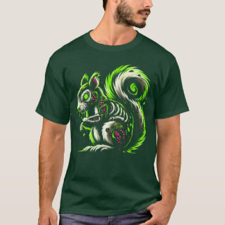 Zombie Eekhoorn Donkere Halloween Horror Skelet Cr T-shirt