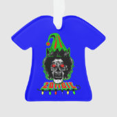 ZOMBIE ELF op blauw Ornament (voorkant)