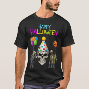 Zombie en schedel Halloween Party T-shirt