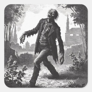 Zombie Etsen Horror Spooky Undead Vierkante Sticker