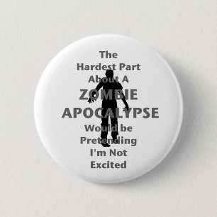Zombie Excited Ronde Button 5,7 Cm