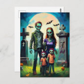 Zombie Family Portrait in Graveyard Briefkaart (Voorkant / Achterkant)