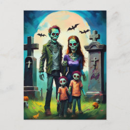 Zombie Family Portrait in Graveyard Briefkaart
