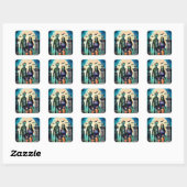 Zombie Family Portrait in Graveyard Vierkante Sticker (Vel)