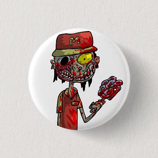 Zombie Fast Food Worker Ronde Button 3,2 Cm (Voorkant)