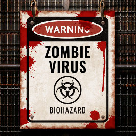 Zombie feestbord met bloed & biohazard poster