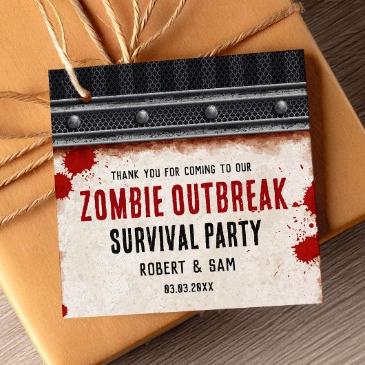 Zombie feestje roestig bedankjes labels