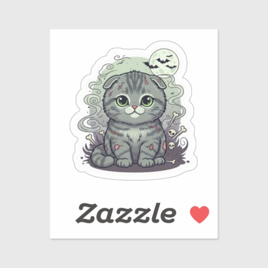 Zombie Fold - Schattigee Schotse Fold Cat Hallowee Sticker (Vel)