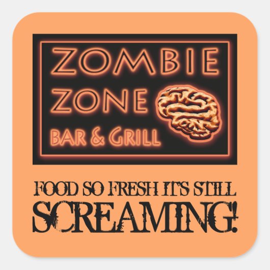 Zombie Food, zo vers dat hij nog steeds Halloween  Vierkante Sticker (Voorkant)