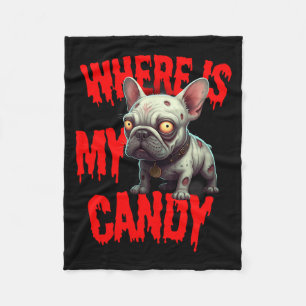 Zombie Franse Bulldog Halloween Fleece Deken