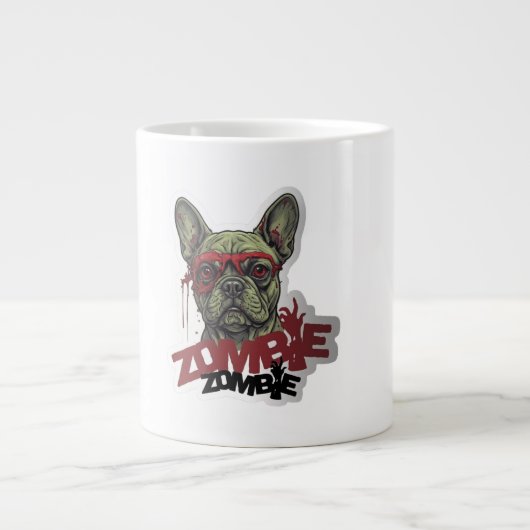 Zombie Frenchie Extra Grote Beker (Voorkant)