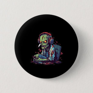 Zombie Gamer Halloween Kostuum Gaming Video-game C Ronde Button 5,7 Cm