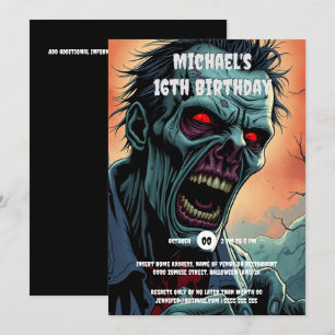 Zombie gezicht comic art monster spooky volwassene kaart