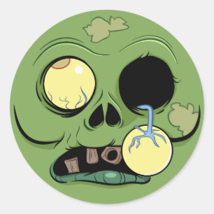 Zombie Gezicht met oog Popping Out Ronde Sticker