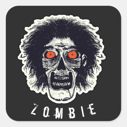 ZOMBIE-gezicht - Oranje ogen Vierkante Sticker (Voorkant)