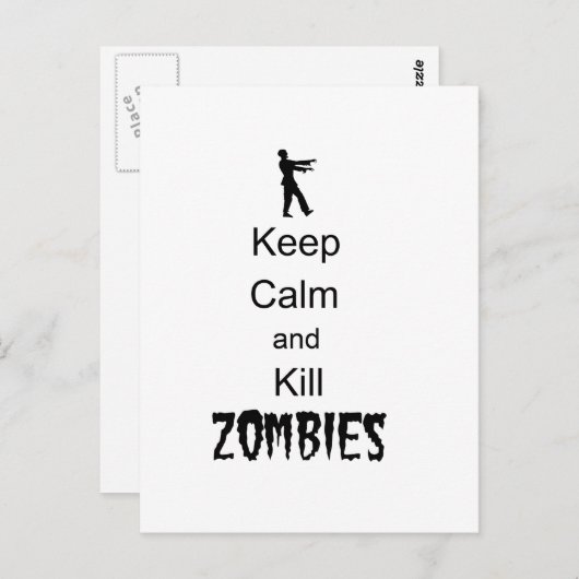 Zombie Gift Keep Calm en Kill Zombies Briefkaart (Voorkant / Achterkant)