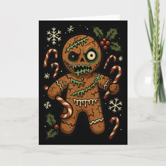 Zombie Gingerbread Man Christmas Zombie  Kaart (Voorkant)