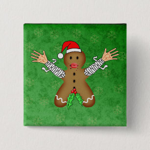 Zombie Gingerbrood Vierkante Button 5,1 Cm
