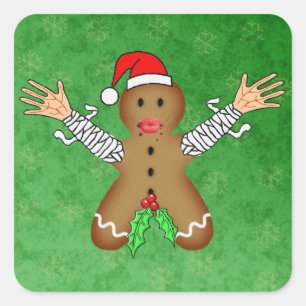 Zombie Gingerbrood Vierkante Sticker