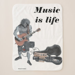 Zombie Gitaar Muziek Fantasy Art Sherpa Blanket Deken