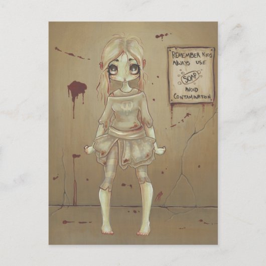 Zombie gosse fille mignonne carte postale undead g (Devant)
