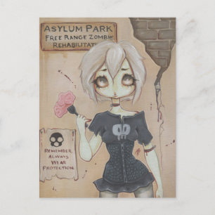 Zombie goth fille mignonne carte postale cerveau m