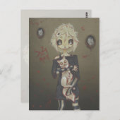 Zombie goth fille mignonne carte postale chat mort (Devant / Derrière)